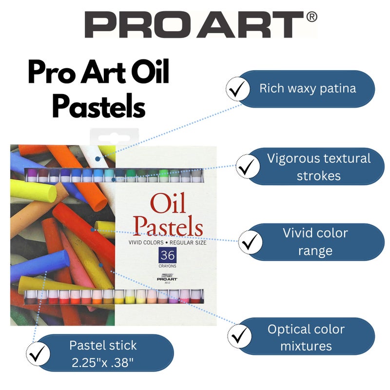 PRO ART Oil Pastel, 36 Color Set, Assorted - Image 2